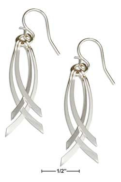 sterling silver quadruple curved bar dangle earrings