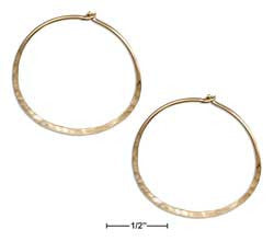 12 karat gold filled 25mm flat bottom hammered hoop earrings
