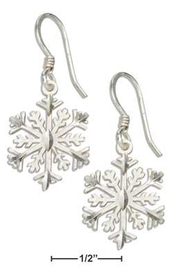 sterling silver diamond cut 12 points snowflake earrings