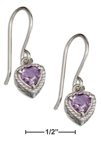 Sterling Silver Amethyst Heart Earrings