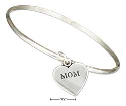 Sterling silver "Mom" heart bangle bracelet