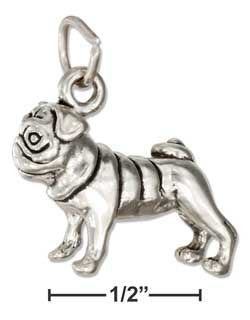 Sterling Silver Three Dimensional Pug Charm