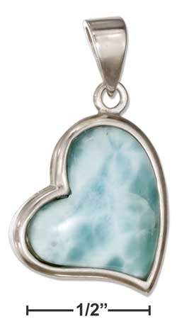 Sterling Silver Lopsided Larimar Heart Pendant