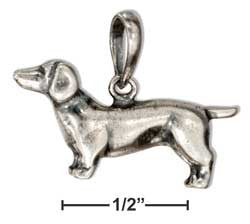 Sterling Silver 3D Dog Dachshund Pendant