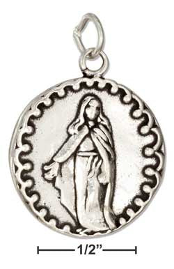 sterling silver round virgin mary medal charm