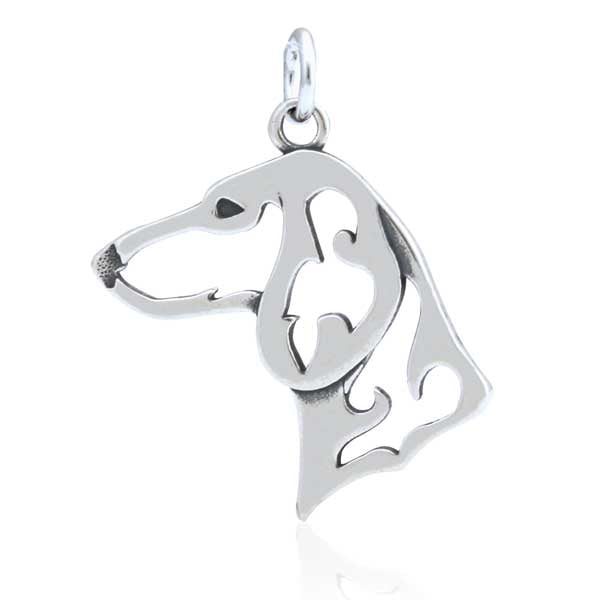 Sterling Silver Smooth-Coated Dachshund Pendant, Head