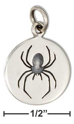 sterling silver round disk with spider charm