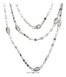 sterling silver 16" three strand twist link layered necklace with beads