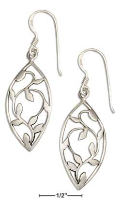 sterling silver marquise shape vine leaves earrings