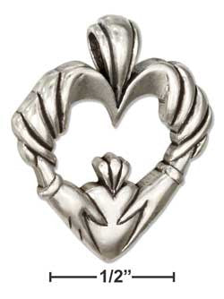 sterling silver open heart with claddagh pendant