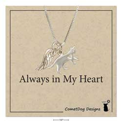Sterling Silver 18" Cat W/Heart Cutout & Angel Wing Necklace