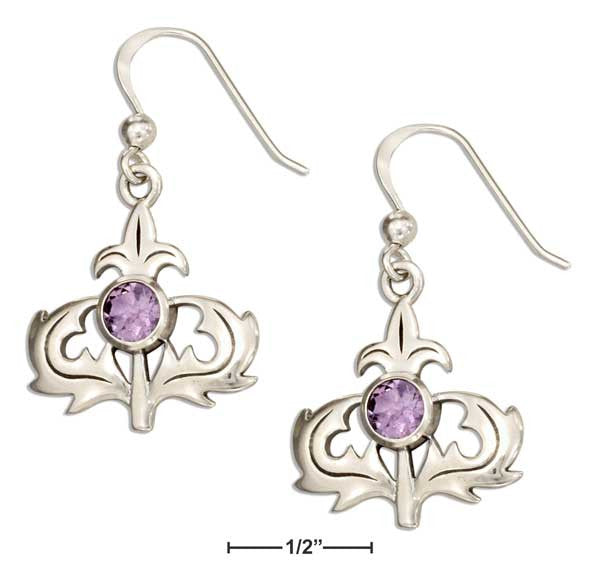 Sterling silver Scottish thistle earrings with amethyst