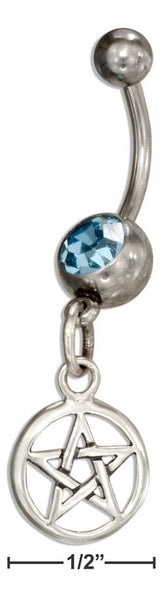 Sterling Silver & Surgical Steel Pentagram Belly Button Ring