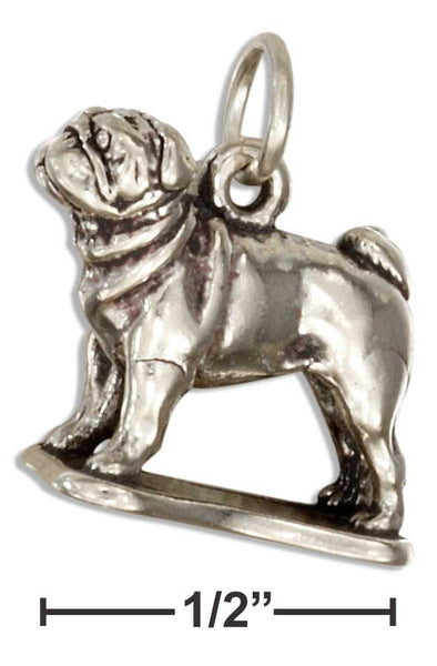 Sterling Silver Three Dimensional Pug Charm