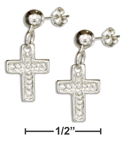 Sterling Silver Dangling Cross Earrings