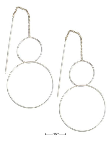 Sterling Silver Interlocked Large Circles Ear Thread Earrings