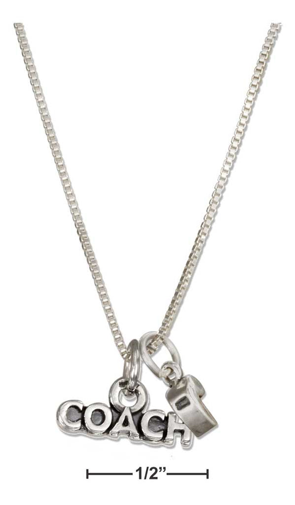 Sterling Silver 18" "COACH" Necklace With Whistle