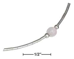 Sterling Silver 9" Liquid Silver Rose Quartz Bead Anklet