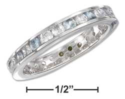 sterling silver 3mm cubic zirconia december blue eternity band