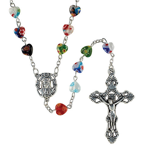 Creed 8mm Murano Heart Glass Bead Rosary