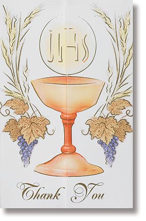 Chalice and Grapes First Communion Thank You Note