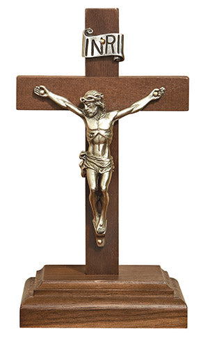 6.25" Walnut Crucifix with stand