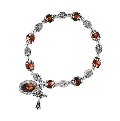 Saint Pio Amber Crystal Bracelet