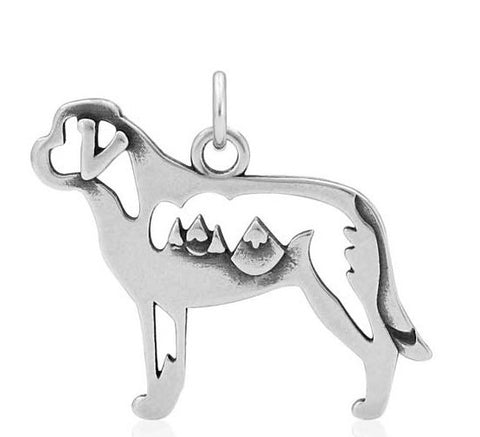 Sterling Silver St. Bernard Pendant W/Mountains In The Body