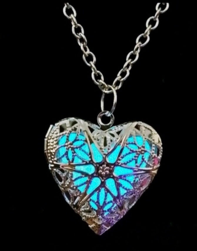 Silver Hollow 925 Glow Locket Necklace(lit up)