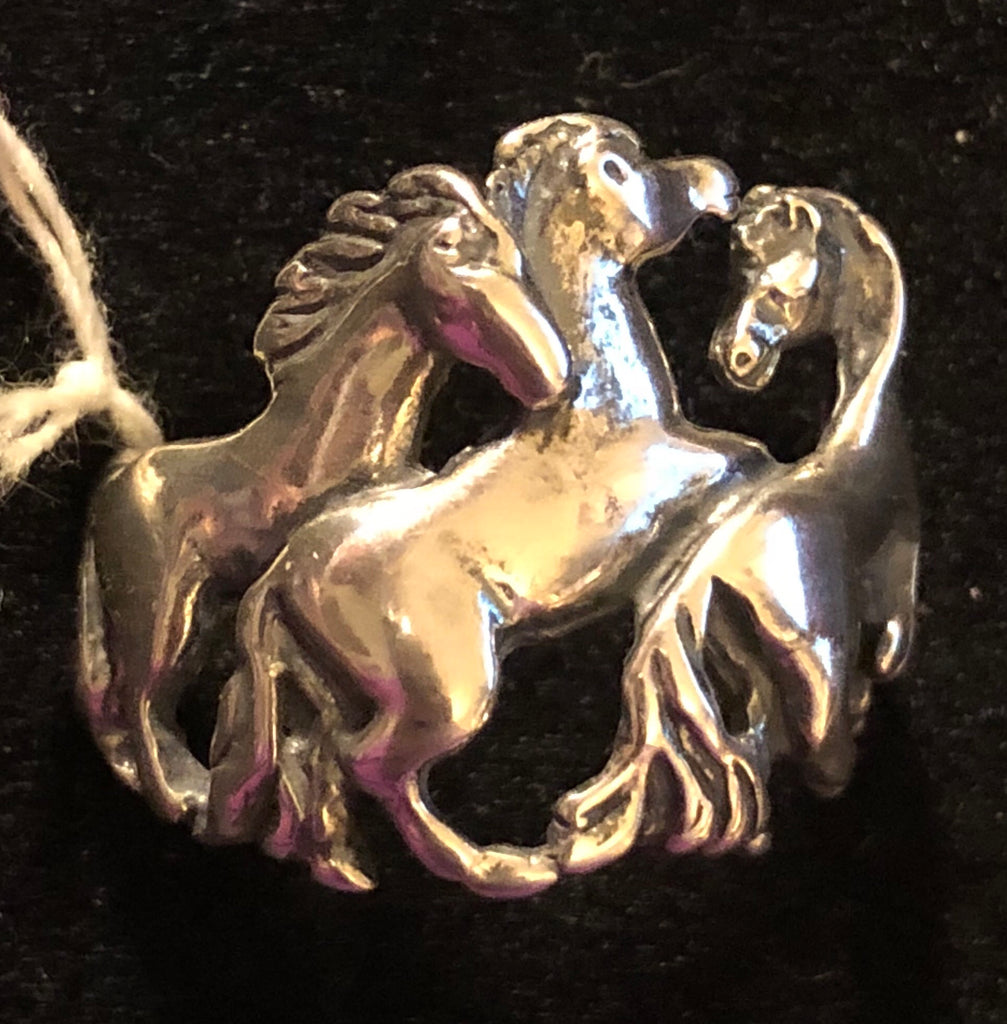 Sterling Silver Three Horse Ring Size 11