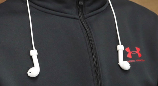 aero true sport wireless cord keeps ear buds handy when not being used.