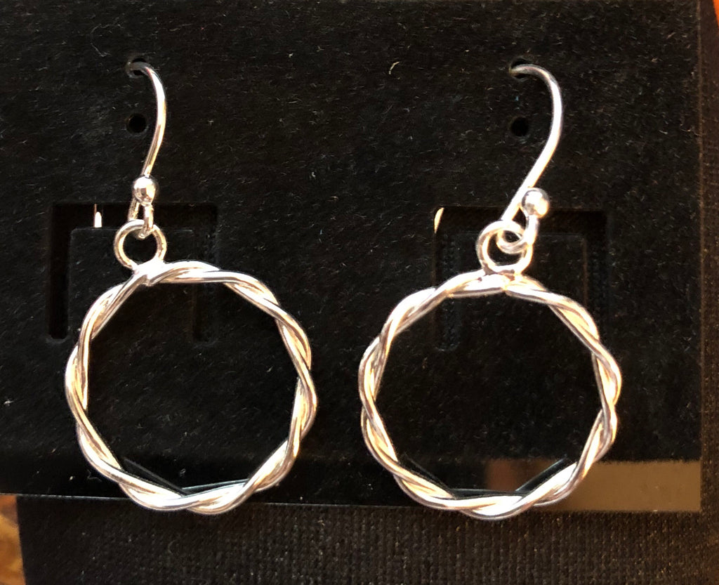 Sterling Silver 15mm Twisted Rope Circle Earrings