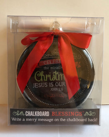 Chalkboard Blessings Ornament-Jesus is our gift