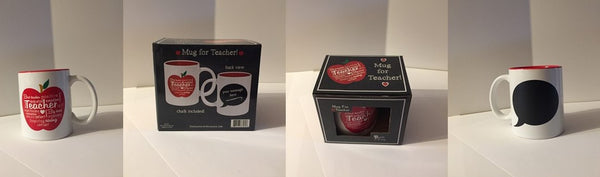 Teacher word art mug with chalk (set of 4)